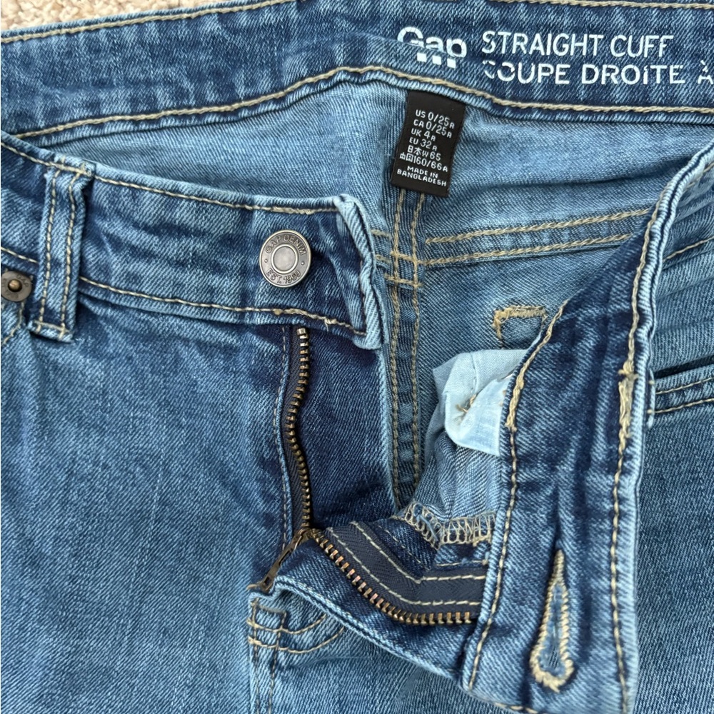 Gap Mid Rise Straight Cuff Jeans Women’s Size 0/25 Ankle Length Medium Indigo - Picture 6 of 7